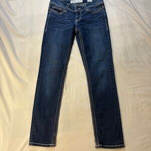 BKE Denim Payton Jeans‎ Womens 27x31.5(28x30) Dark Wash Embellished Pockets
